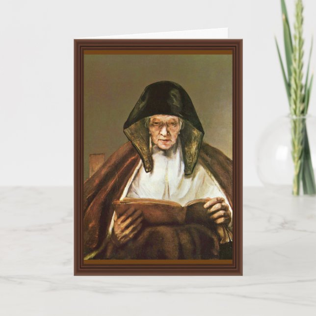 Tarjeta Vieja Leyendo, Por Rembrandt Harmensz. Van (Anverso)