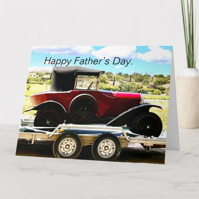 Tarjeta Viejo auto de Citroen en un remolque en Francia (Anverso)