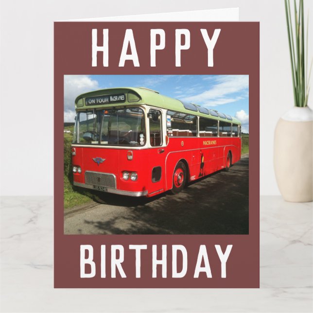 Tarjeta Viejo bus MacBraynes en la isla de Bute en Escocia (Anverso)