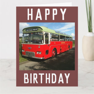 Tarjeta Viejo bus MacBraynes en la isla de Bute en Escocia