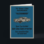Tarjeta Viejo Chiste Vintage Coche divertido<br><div class="desc">Haz especial ese cumpleaños con esta tarjeta graciosa. El humor usado es algo con lo que todos podemos identificarnos. personalizar fácilmente el texto de esta tarjeta de cumpleaños utilizando la plantilla proporcionada.</div>