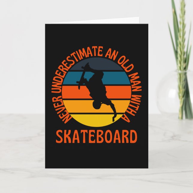Tarjeta Viejo Con Un Vintage Retro De Skateboard (Anverso)