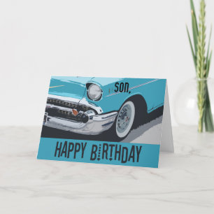 Tarjeta Viejo cumpleaños de Chevy en el azul para