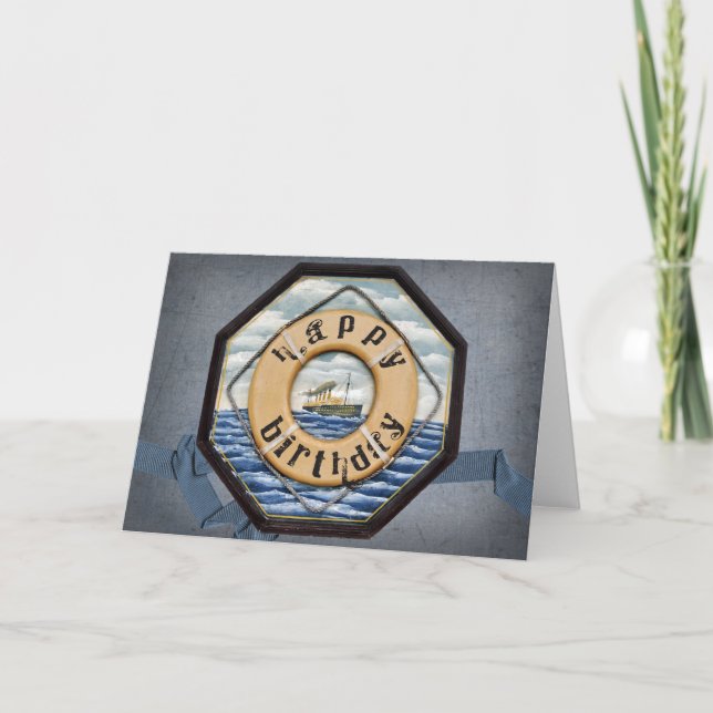 Tarjeta Viejo cumpleaños del Steamship (Anverso)