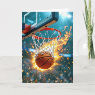 Tarjeta Viejo cumpleaños inunda el baloncesto