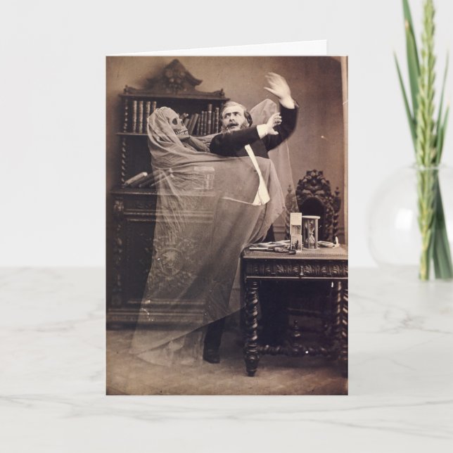 Tarjeta Viejo divertido y espeluznante retrato de fantasma (Anverso)
