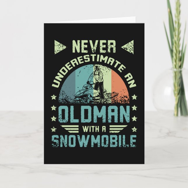 Tarjeta Viejo En Snowmobile (Anverso)