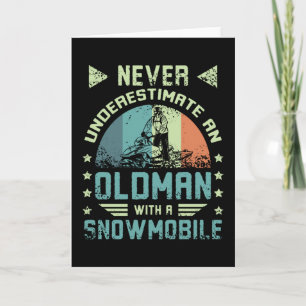 Tarjeta Viejo En Snowmobile