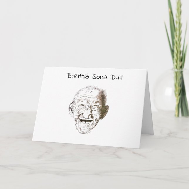 Tarjeta Viejo hombre blanco y negro con feliz cumpleaños (Anverso)