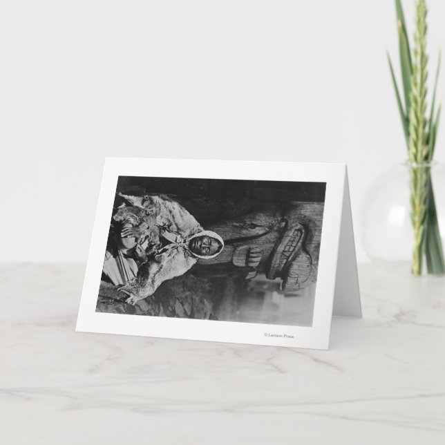 Tarjeta Viejo médico de bruja indio en la fotografía de (Anverso)