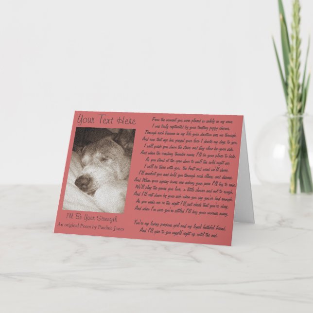 Tarjeta viejo poema de compasión animal de perro akita dur (Anverso)