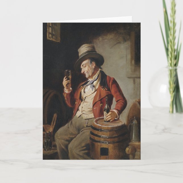 Tarjeta Viejo que bebe pintura de cerveza (Anverso)