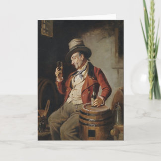 Tarjeta Viejo que bebe pintura de cerveza