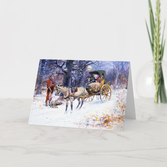 Tarjeta Viejos Navidades de Nueva Inglaterra (por Charles  (Anverso)