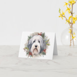 Tarjeta Viejos Navidades de Sheepdog ingleses escriben pre