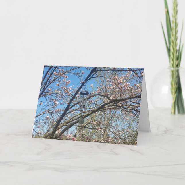 Tarjeta Viento y carta de cumpleaños de árbol de magnolia (Anverso)