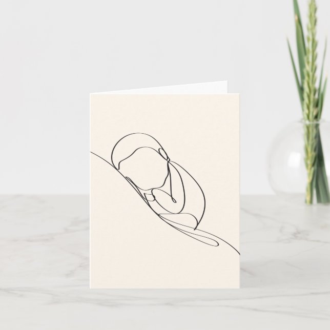 Tarjeta Vientre de bebé Minimalista crema (Anverso)