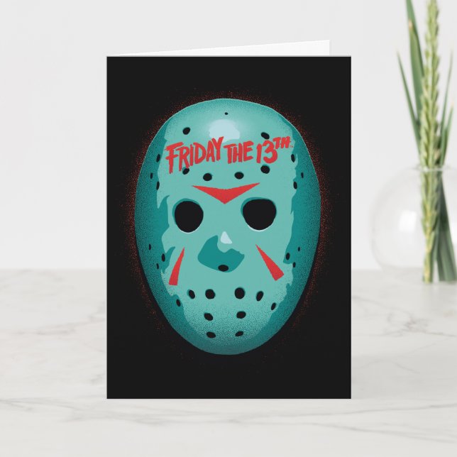 Tarjeta Viernes 13 | Gráfico de máscaras de hockey azul (Anverso)