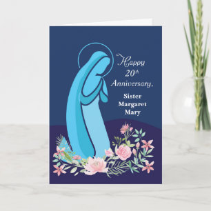 Tarjeta Vigésimo vigésimo aniversario vida religiosa a mon