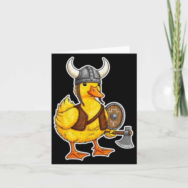 Tarjeta Viking Duck Funny Warrior Design  (Anverso)