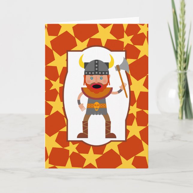 Tarjeta Viking Warrior Boy Birday Party (Anverso)