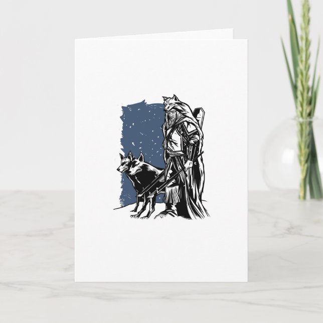 Tarjeta Viking y lobos (Anverso)