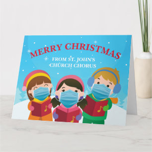 Tarjeta Villanceros Navideños Adorables con Máscara Facial