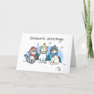 Tarjeta Villancistas del gato de dibujos animados Felicita