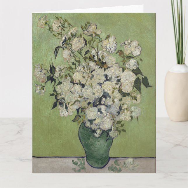 Tarjeta Vincent Van Gogh, Base de Rosas, Rosas En El Caso (Anverso)