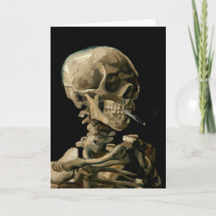 Tarjeta Vincent van Gogh - Calavera con cigarrillo en llam