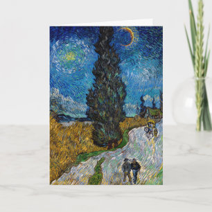 Tarjeta Vincent van Gogh - Camino con ciprés y estrella
