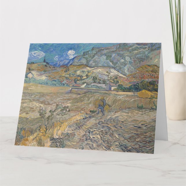Tarjeta Vincent Van Gogh, campo cerrado con campesino (Anverso)