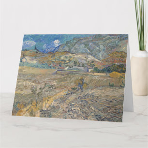 Tarjeta Vincent Van Gogh, campo cerrado con campesino