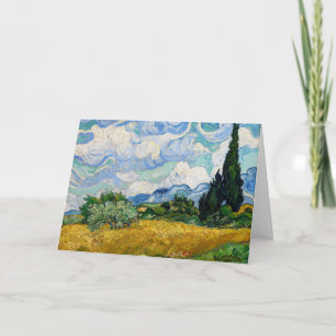 Tarjeta Vincent Van Gogh - Campo de trigo con cipreses