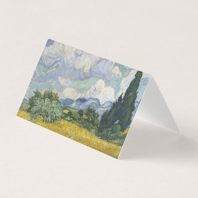 Tarjeta Vincent van Gogh - Campo de trigo con cipreses (Anverso)