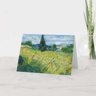 Tarjeta Vincent van Gogh - Campo de trigo verde con ciprés