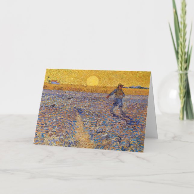 Tarjeta Vincent van Gogh - El sembrador con sol poniente (Anverso)