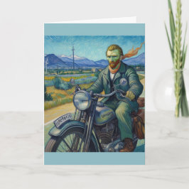 Tarjeta Vincent Van Gogh en un saludo en motocicleta