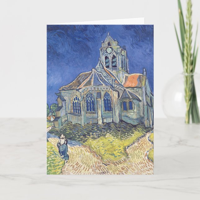 Tarjeta Vincent van Gogh| Iglesia de Auvers-sur-Oise (Anverso)