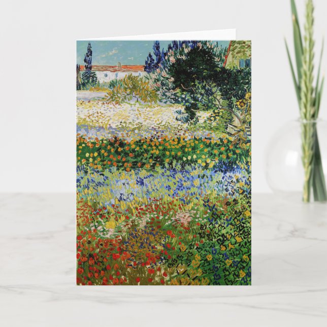 Tarjeta Vincent van Gogh - Jardín de flores (Anverso)