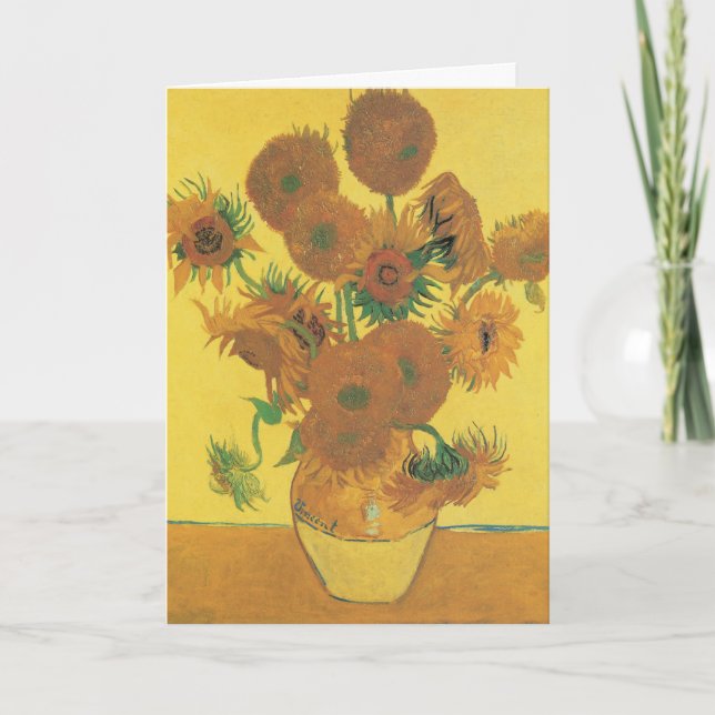 Tarjeta Vincent van Gogh - Jarrón con quince girasoles (Anverso)