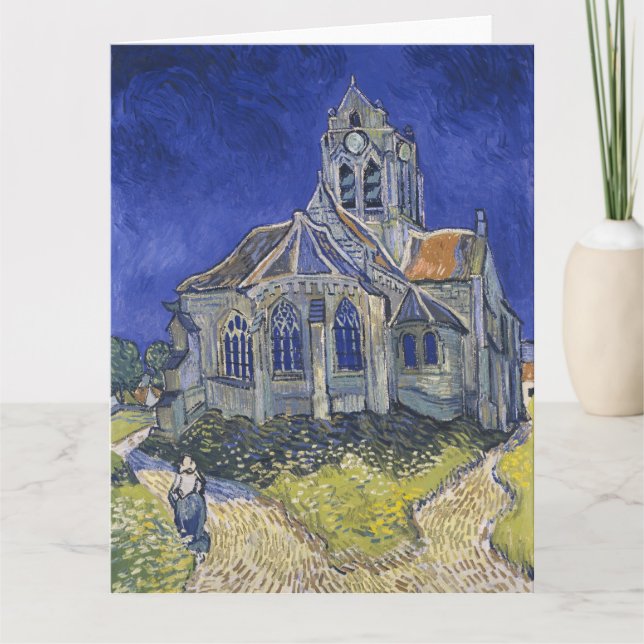 Tarjeta Vincent Van Gogh, la Iglesia de Auvers (Anverso)