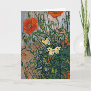 Tarjeta Vincent van Gogh - Mariposas y Amapolas