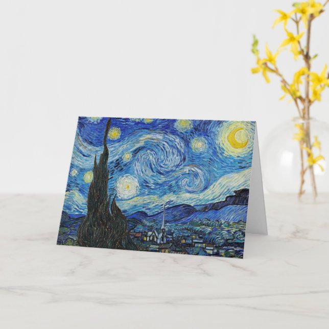 Tarjeta Vincent van Gogh, Noche Starry (flor amarilla)