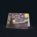 Tarjeta Vincent van Gogh - Noche Starry<br><div class="desc">Noche estrellada (1889) de Vincent van Gogh es una pintura vintage de la naturaleza del paisaje artístico de arte fino. Vista de una ciudad en un valle por la noche con nubes girando, las estrellas brillando y una hermosa luna dorada de media luna amarilla. Se pintó durante el día desde...</div>