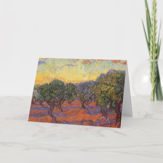 Tarjeta Vincent van Gogh - Olive Grove, Naranja Sky (Anverso)