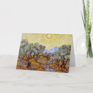 Tarjeta Vincent van Gogh - Olivos, cielo amarillo y sol