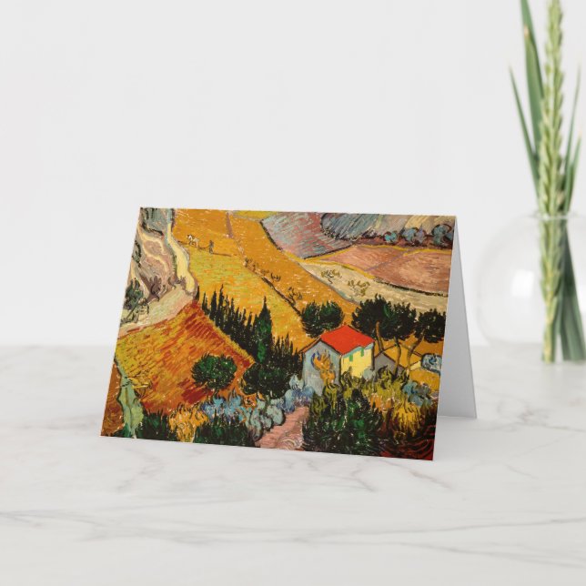 Tarjeta Vincent van Gogh - Paisaje, Casa y Payaso (Anverso)