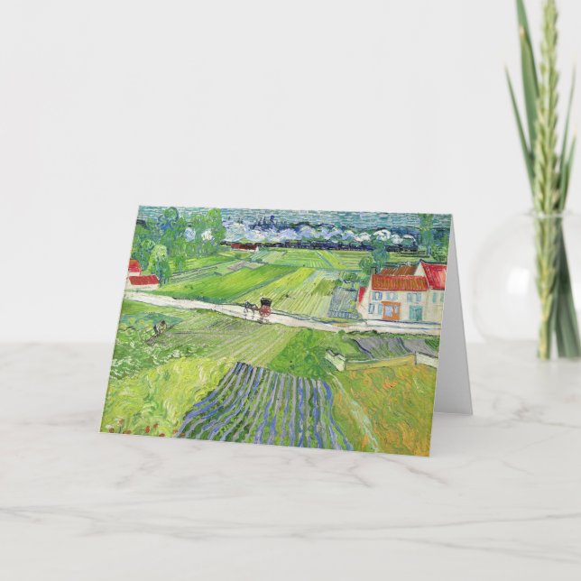 Tarjeta Vincent van Gogh - Paisaje con Carriaje y Tren (Anverso)