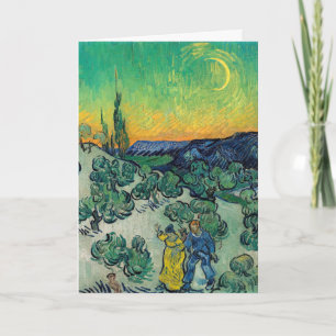 Tarjeta Vincent van Gogh - Paisaje iluminado por luna con 